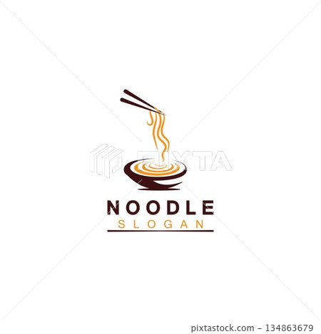 Noodle logo Vector Icon llustration design template.Suitable for any business related to ramen, noodles, fast food restaurants, Korean food, Japanese food or any other business on a white background. 134863679