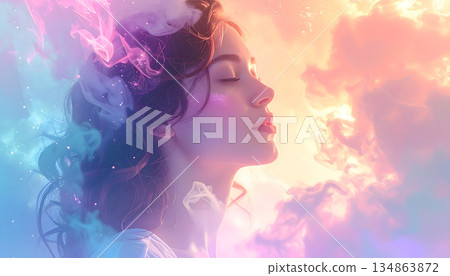 光線極佳的女子側影 134863872