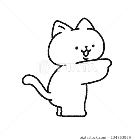 可愛的貓咪指向線條畫 134863959