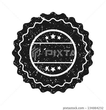 Post stamp, label or badge. Grunge imprint and postmark. Brown vintage circle postcard watermark. Used envelope design element. Vector illustration Post stamp, label or badge. Grunge imprint and postmark. Brown vintage circle postcard watermark. Used envelope design element. Vector illustration 134864232