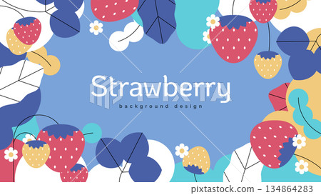 Nature banner background template design, strawberries and various flowers and leaves Nature banner background template design, strawberries and various flowers and leaves 134864283