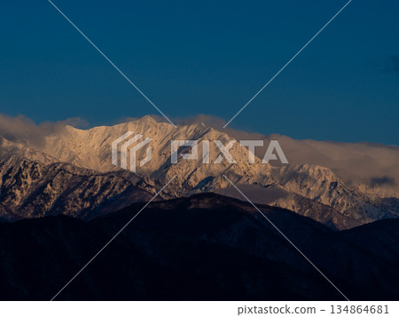 Snow-capped mountains of the Northern Alps, Hakuba Village, Nagano Prefecture 134864681