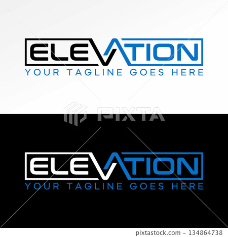 Word Elevation text letter VA on top down architecture standing section view logo design graphic concept creative premium vector stock image top sell 134864738