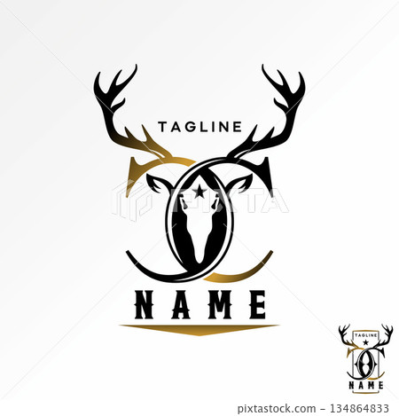 Letter C or CC skull deer head horns mascot animal adventure to sport hunting logo design graphic concept creative premium vector stock image top sell 134864833