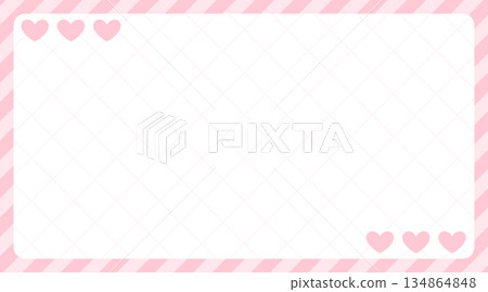 粉紅色心形條紋邊框 134864848