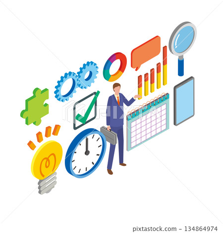 Businessman and work image illustration 134864974