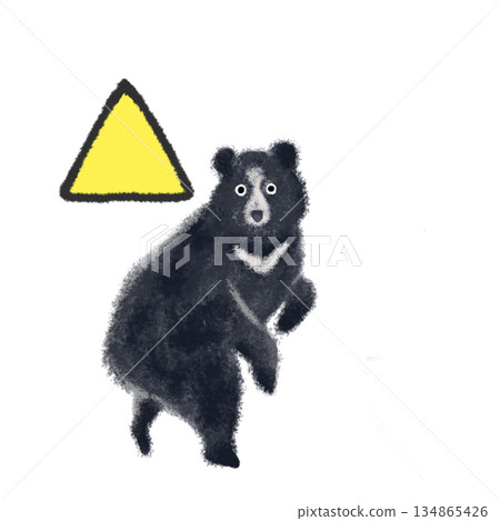 警告熊黃色三角形 警告熊黃色三角形 134865426