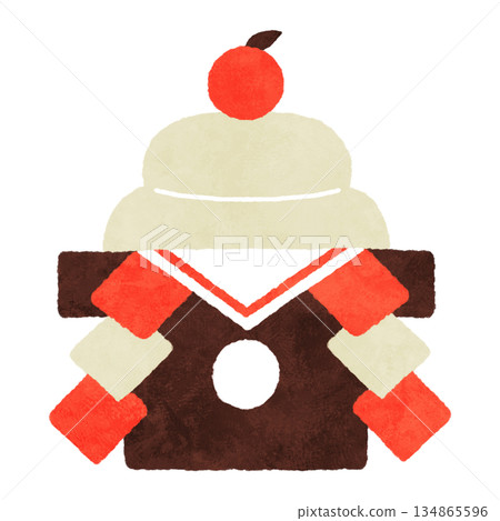 Hand-painted Kagami mochi, a cute and charming lucky charm 134865596