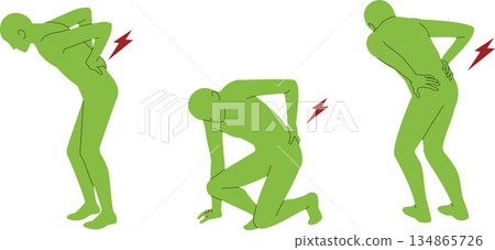 一張簡化的全身示意圖，展示了腰痛患者的全身狀況。 134865726