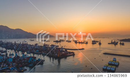 Dec 24 2025 Beautiful Sunset View at New Yau Ma Tei Typhoon Shelter Dec 24 2025 Beautiful Sunset View at New Yau Ma Tei Typhoon Shelter 134865969