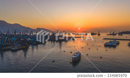 Dec 24 2025 Beautiful Sunset View at New Yau Ma Tei Typhoon Shelter 134865970