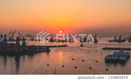 Dec 24 2025 Beautiful Sunset View at New Yau Ma Tei Typhoon Shelter 134865974