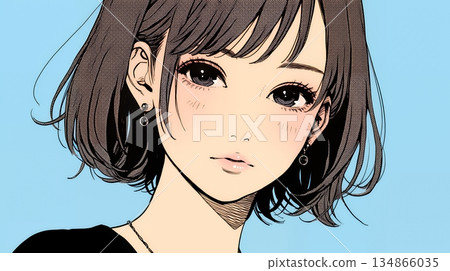 一位微笑的年輕女子，眼神卻很憂傷 134866035