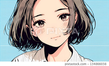 一位微笑的年輕女子，眼神卻很憂傷 134866038