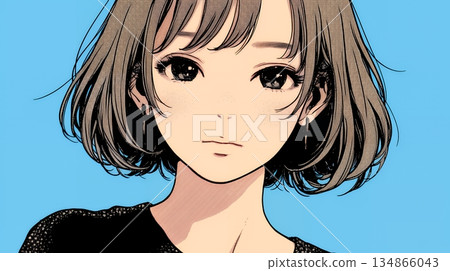 一位微笑的年輕女子，眼神卻很憂傷 134866043