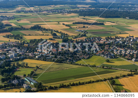 View from the plane of Oberglatt, Zurich, Swiss 134866095