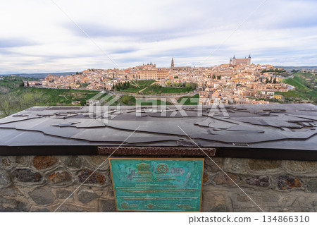 Sunset view of Toledo old town from Mirador del Valle viewpoint. Sunset view of Toledo old town from Mirador del Valle viewpoint. 134866310