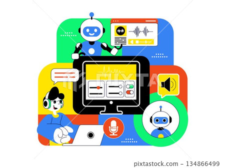 AI Voice Generator Tools Vector Illustration for Digital Audio Technology, Speech Synthesis, and Modern Artificial Intelligence Solutions Background AI Voice Generator Tools Vector Illustration for Digital Audio Technology, Speech Synthesis, and Modern Artificial Intelligence Solutions Background 134866499