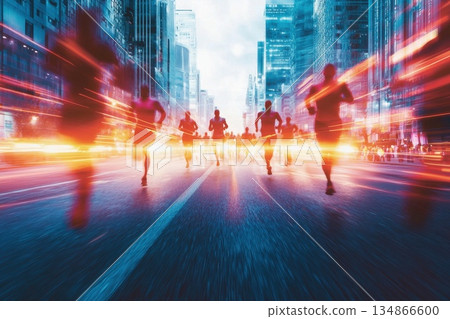 Dynamic Marathon Event Banner Design in Wide Format Featuring Runners in Urban Environment Dynamic Marathon Event Banner Design in Wide Format Featuring Runners in Urban Environment 134866600