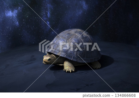 Majestic Turtle in Cosmic Space with Mysterious Background and Enigmatic Shell Design Majestic Turtle in Cosmic Space with Mysterious Background and Enigmatic Shell Design 134866608