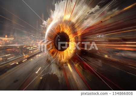 Impact of AI Intelligence: Eye Surrounded by Streaming Data in Dynamic Motion 134866808
