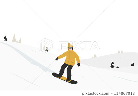 滑雪板運動員從雪山上滑下的插畫素材 滑雪板運動員從雪山上滑下的插畫素材 134867018