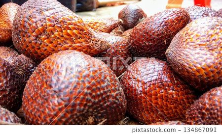 Fresh Salak Snake Fruit Cluster Ready for Sale at Tropical Market 134867091