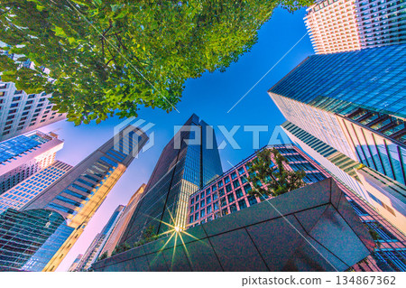 東京城市景觀中罕見的景象。奇蹟般的反射光……年末的大手町。晴朗的冬日天空…一線希望之光 = 2025年12月28日 東京城市景觀中罕見的景象。奇蹟般的反射光……年末的大手町。晴朗的冬日天空…一線希望之光 = 2025年12月28日 134867362