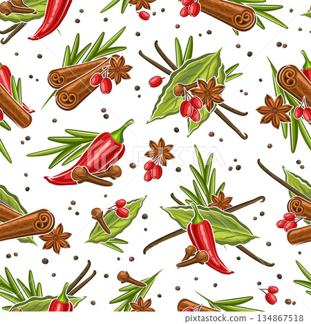Vector Spices Seamless Pattern 134867518