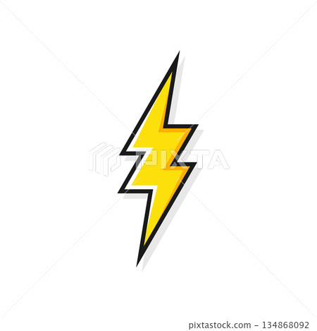 Lightning bolt icon isolated on white background. Vintage flash symbol, thunderbolt with grunge texture. Simple lightning strike sign. Vector illustration 134868092