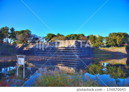 位於愛知縣的名古屋城天守閣和本丸城後門石牆，目前正在修復中。 134870045
