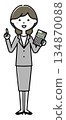 Woman in suit with calculator 134870088
