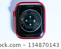 Close-up of the biometric sensor on the back of a smartwatch 134870143