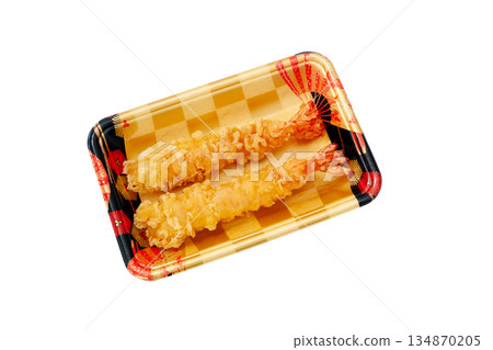 Packed shrimp tempura for New Year's Eve soba noodles [white background, cutout] 134870205