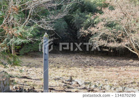 埼玉縣:兼佐那禦岳城遺址/背景模糊的寶樂寺遺址路標/上川町 埼玉縣:兼佐那禦岳城遺址/背景模糊的寶樂寺遺址路標/上川町 134870290
