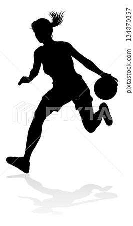 Silhouette Woman Female Sports Basketball Player Silhouette Woman Female Sports Basketball Player 134870357
