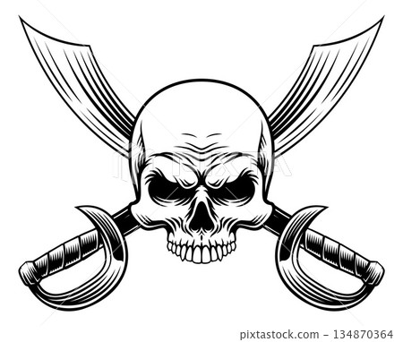 Skull Pirate Crossbones Cross Cutlass Swords Skull Pirate Crossbones Cross Cutlass Swords 134870364