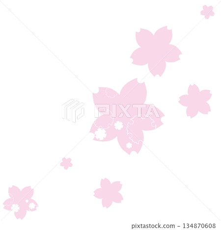 Many cherry blossoms decorated with pale pink snowflakes Many cherry blossoms decorated with pale pink snowflakes 134870608