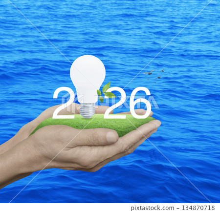 Happy new year 2026 green ecology and saving energy concept 134870718