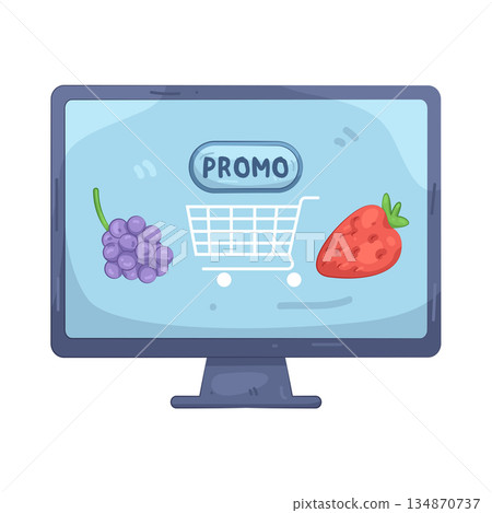 Illustration of fruit online shop  134870737
