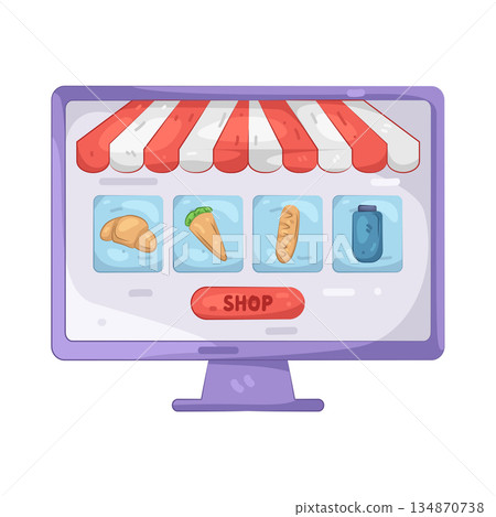 Illustration of vegetable online shop Illustration of vegetable online shop 134870738