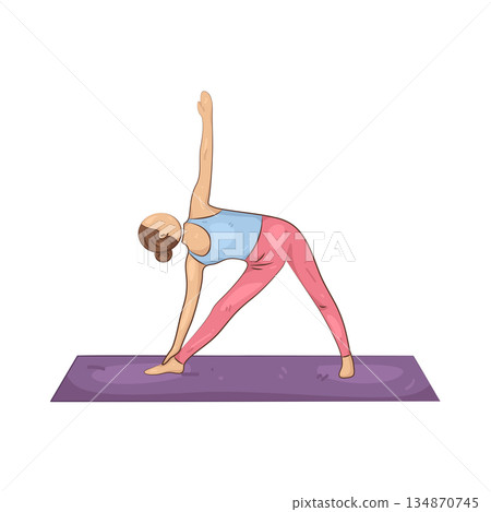 Illustration of Yoga Triangle Pose Illustration of Yoga Triangle Pose 134870745