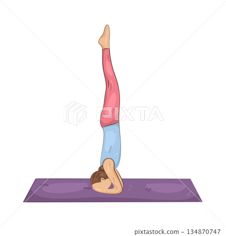 Illustration of Yoga Headstand pose 134870747