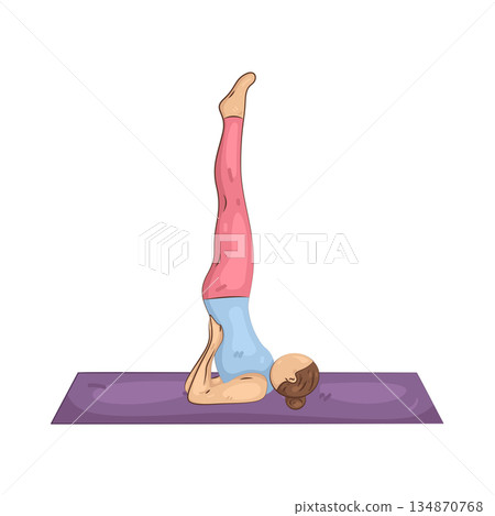 Illustration of Yoga Sarvangasana Pose Illustration of Yoga Sarvangasana Pose 134870768
