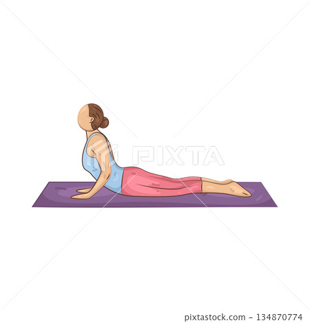 Illustration of yoga cobra pose Illustration of yoga cobra pose 134870774