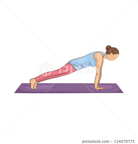 Illustration of Yoga Plank Pose Illustration of Yoga Plank Pose 134870775