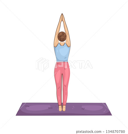 Illustration of Yoga Mountain Pose 134870780
