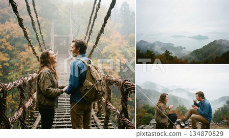 A collage of a foreign couple enjoying the great outdoors of Shikoku A collage of a foreign couple enjoying the great outdoors of Shikoku 134870829