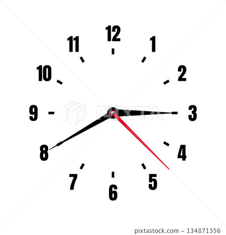 Mechanical clock face with arabic numerals, bezel. Watch dial with minute, hour marks and numbers. Timer or stopwatch element. Blank measuring circle scale with divisions. Vector illustration Mechanical clock face with arabic numerals, bezel. Watch dial with minute, hour marks and numbers. Timer or stopwatch element. Blank measuring circle scale with divisions. Vector illustration 134871356