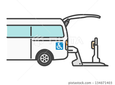 Wheelchair lift van, lift operation, for explanatory materials | Welfare vehicle series Wheelchair lift van, lift operation, for explanatory materials | Welfare vehicle series 134871403